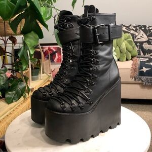 Current Mood Black Platform Combat Boots